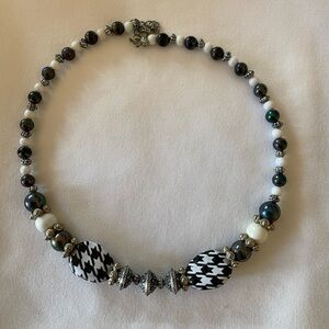 Chic Black and White Patterned Necklace